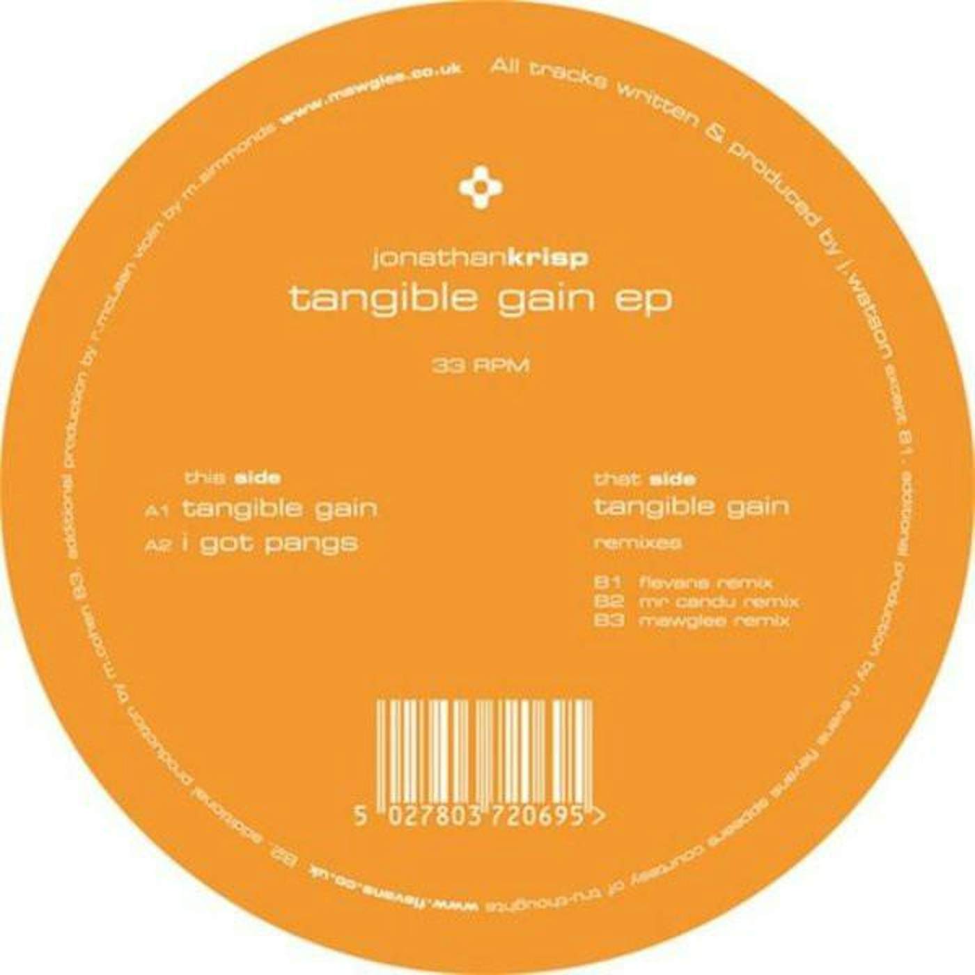 Jonathan Krisp TANGIBLE GAIN Vinyl Record - UK Release
