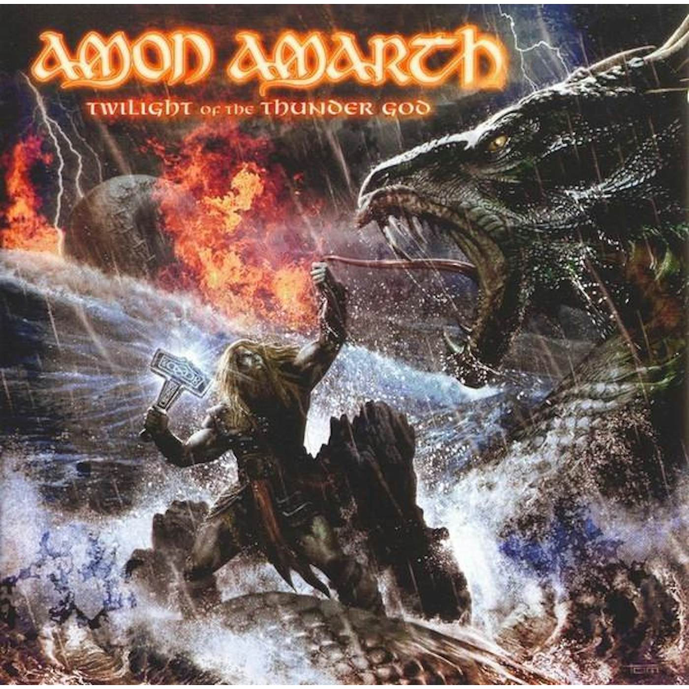 Amon Amarth TWILIGHT OF THE THUNDER GOD (POP UP WHITE/BLACK MARBLE VINYL) Vinyl Record