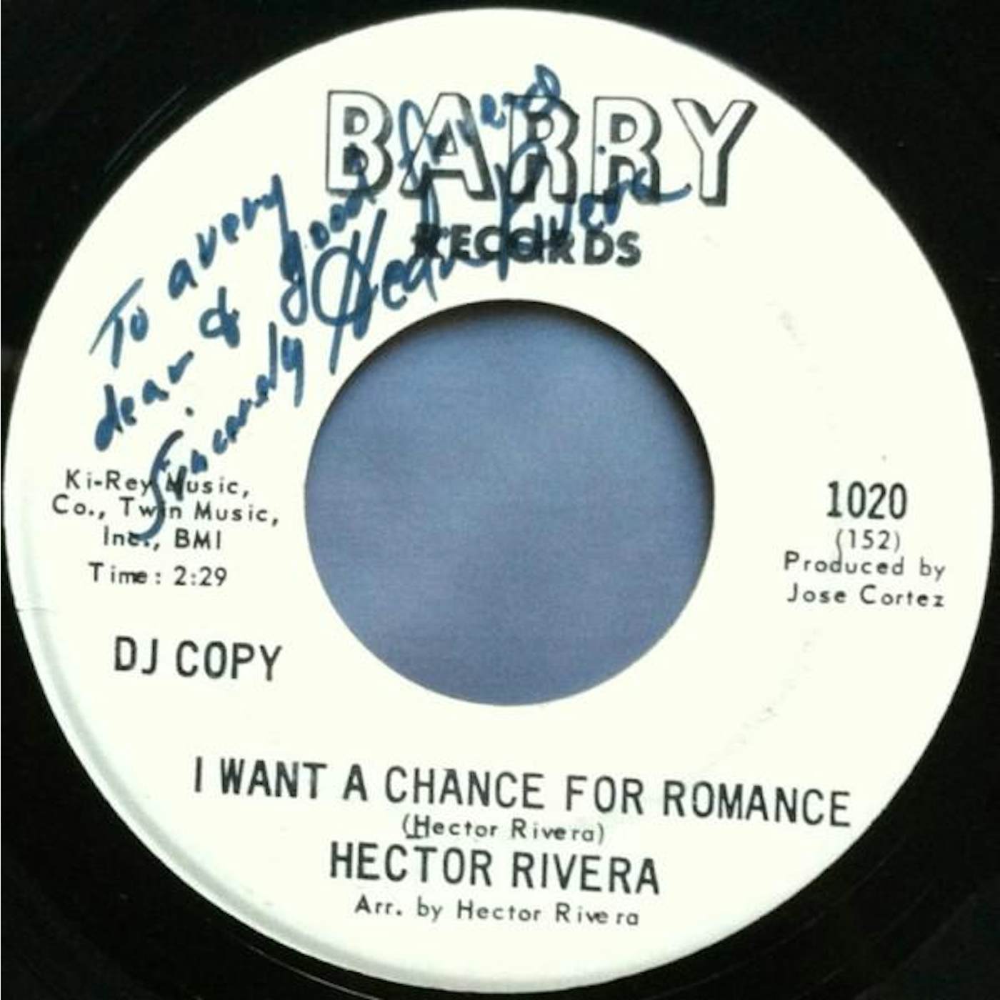 Hector Rivera I WANT A CHANCE FOR ROMANCE Vinyl Record