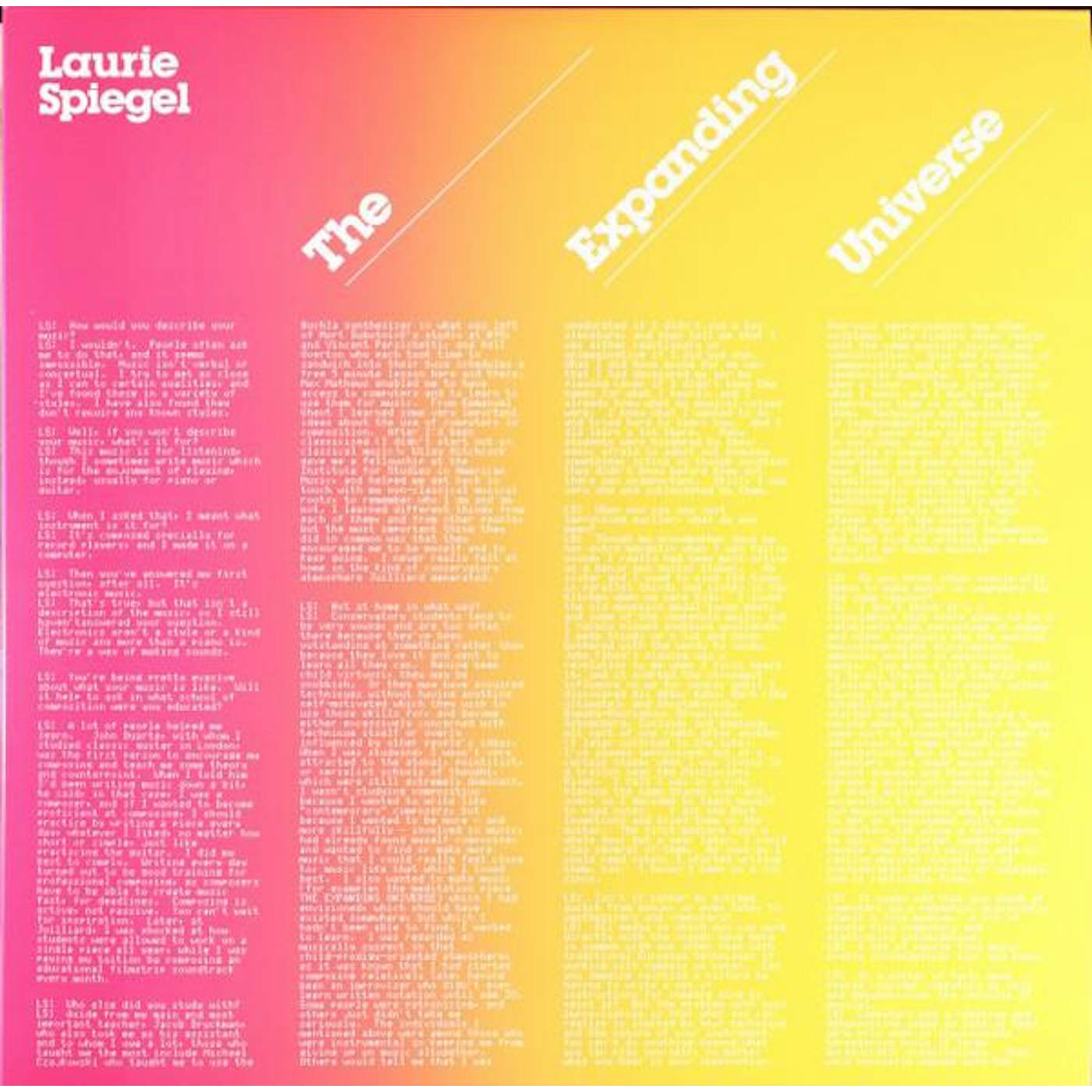 Laurie Spiegel EXPANDING UNIVERSE (3LP) Vinyl Record