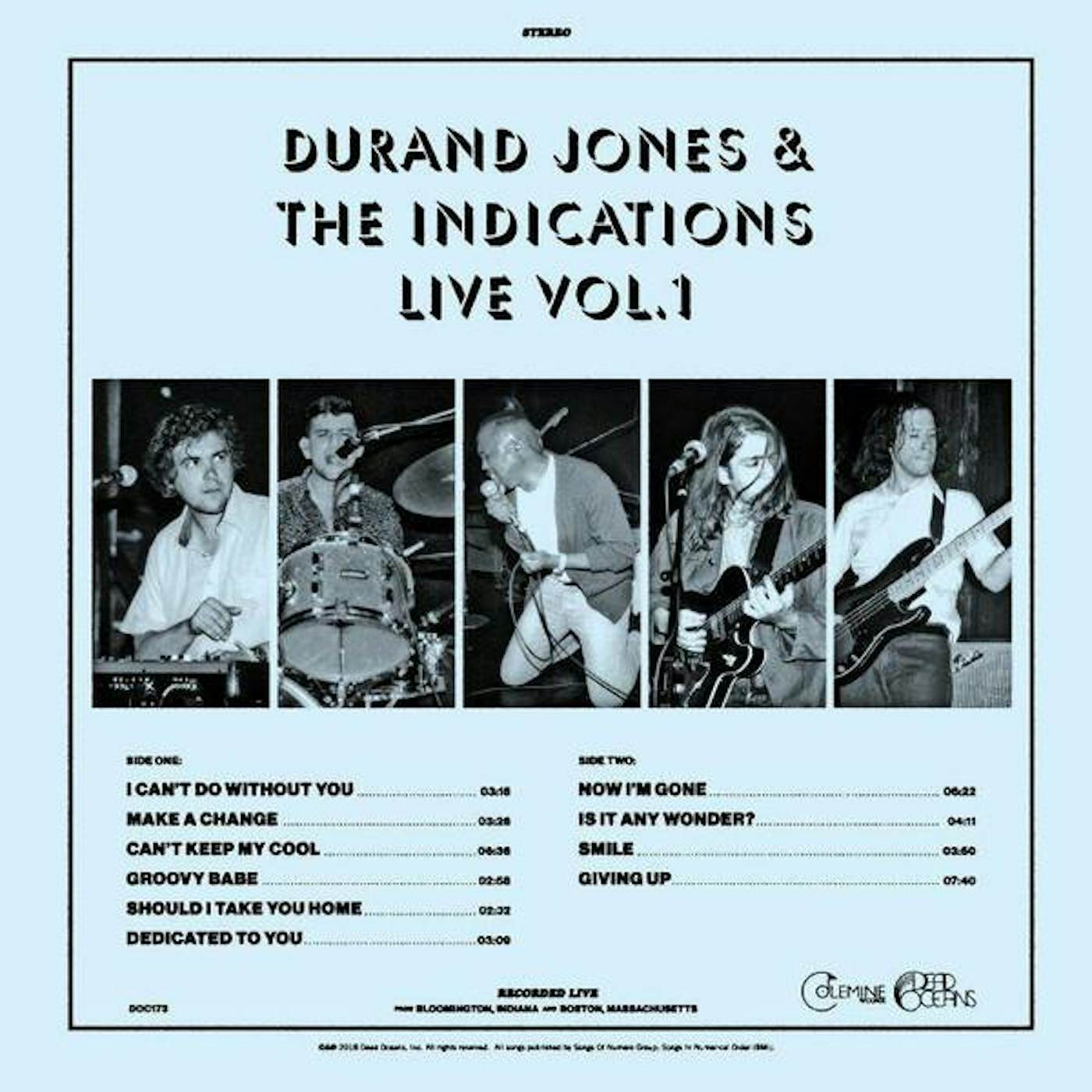 DURAND JONES & THE INDICATIONS: LIVE VOL. 1 Vinyl Record