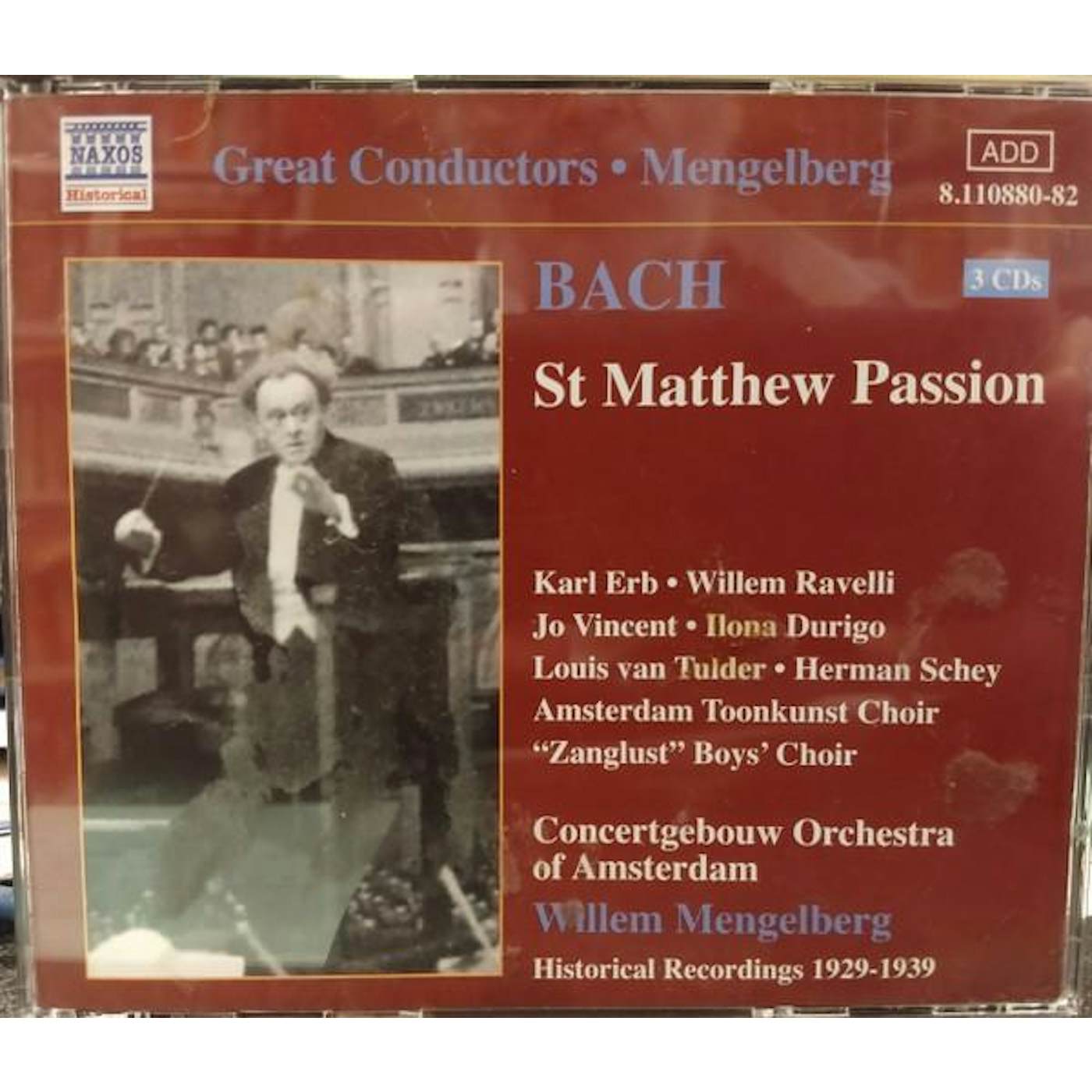 Johann Sebastian Bach ST. MATTHEW PASSION (MENGELBERG, CONCERTGEBOUW ORCHESTRA) CD