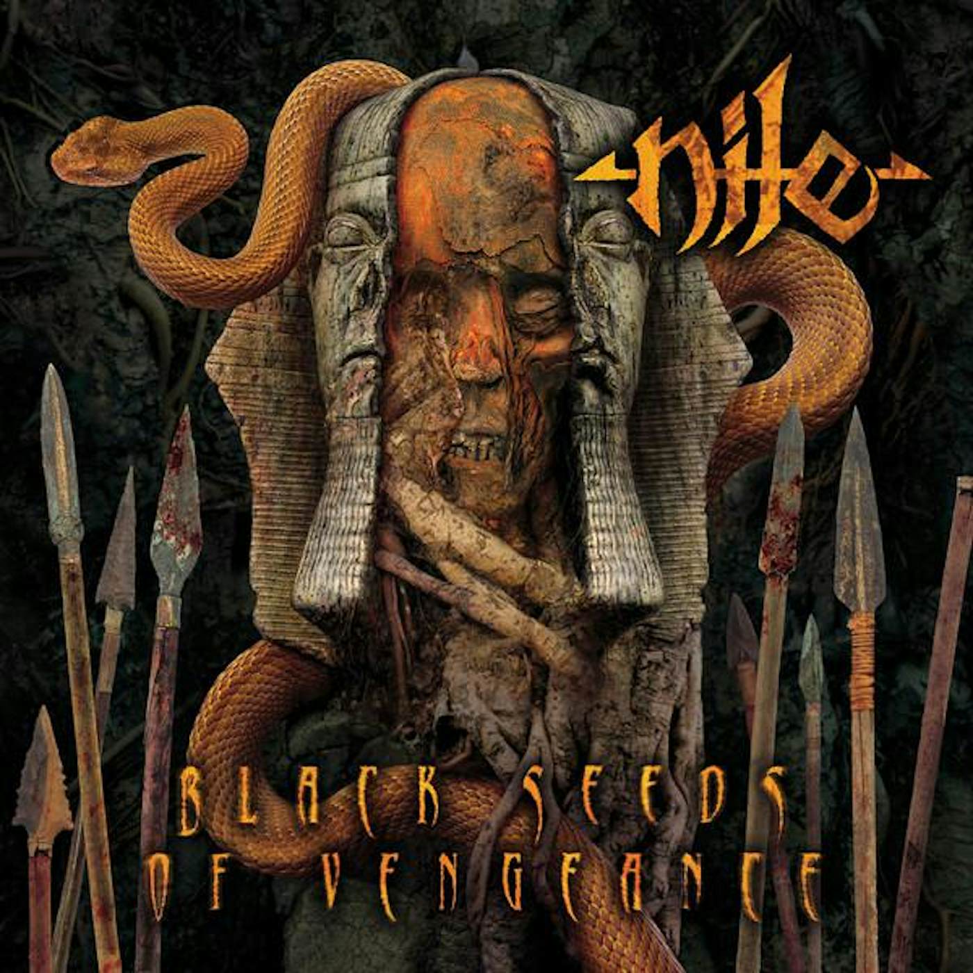 Nile BLACK SEEDS OF VENGEANCE (ORANGE WITH BLACK ICE SPINNERS & ORANGE, SILVER & RED SPLATTER VINYL) Vinyl Record