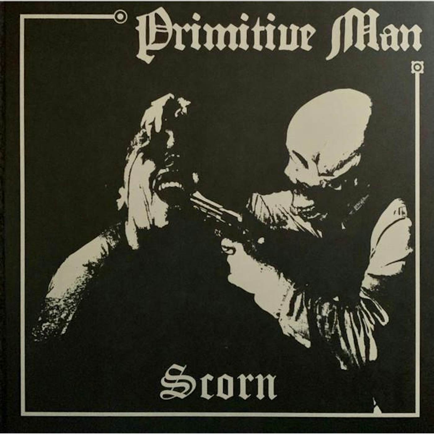 Primitive Man SCORN (BLACK ICE WITH HEAVY BONE WHITE SPLATTER VINYL) Vinyl Record