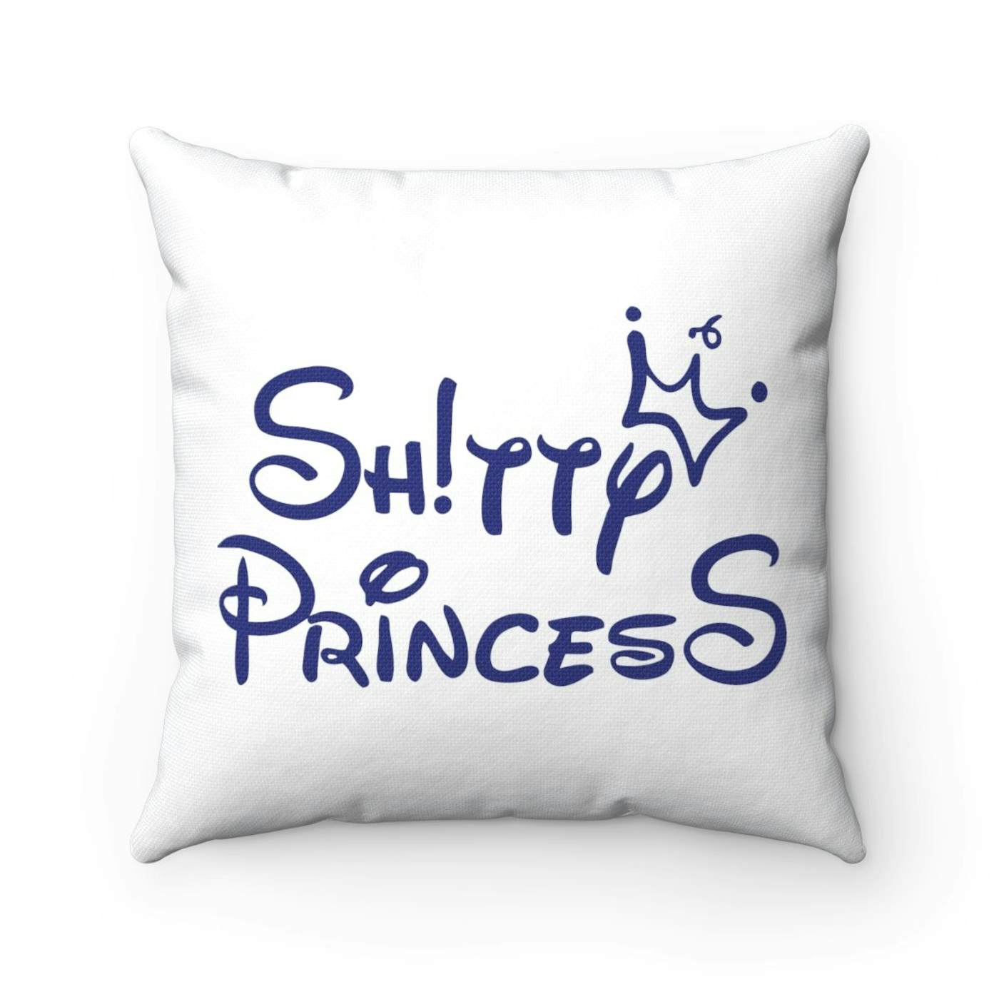 Spun Polyester Square Pillow Shitty Princess Navy OG Logo