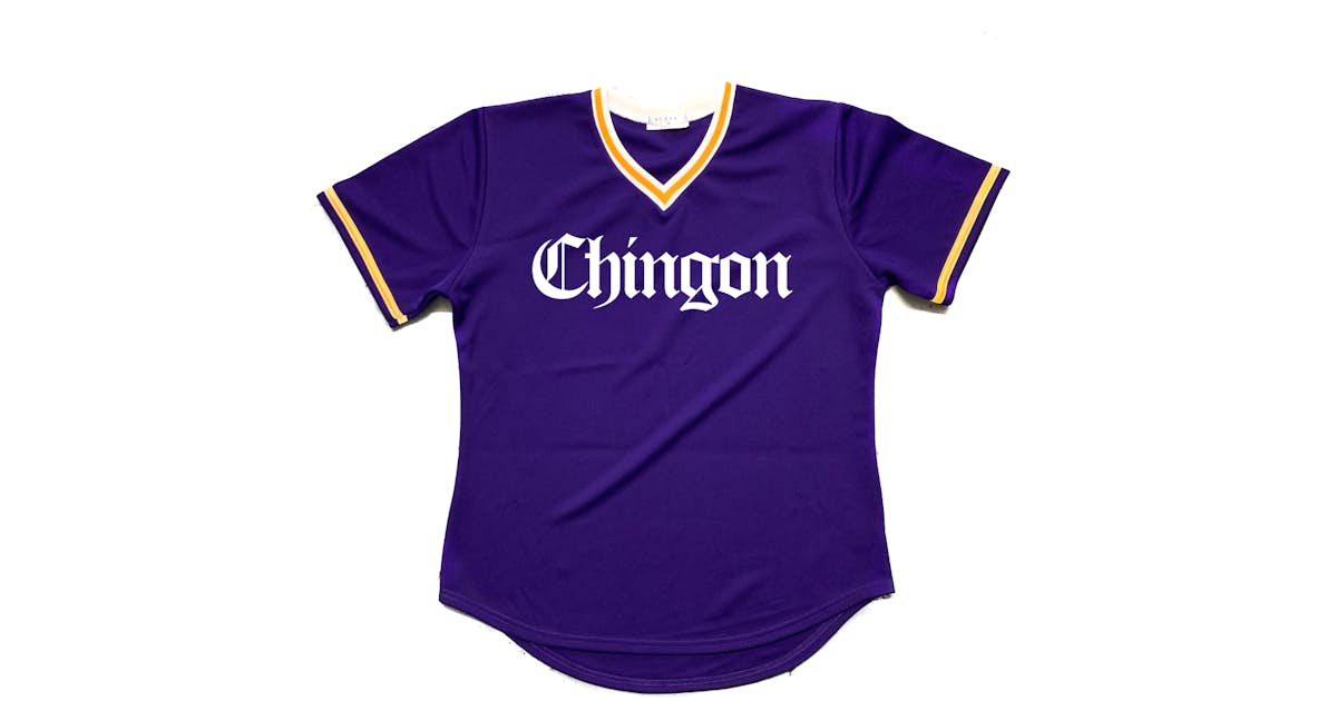 George Lopez Chingon Purple/Yellow Trim Baseball Jersey