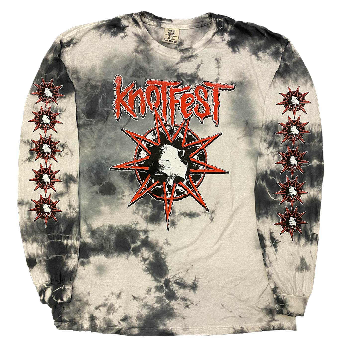 Helt vildt Arrowhead konvergens Slipknot Knotfest Leg 1 Deathknot Red Bomba Tie Dye Long Sleeve T-Shirt