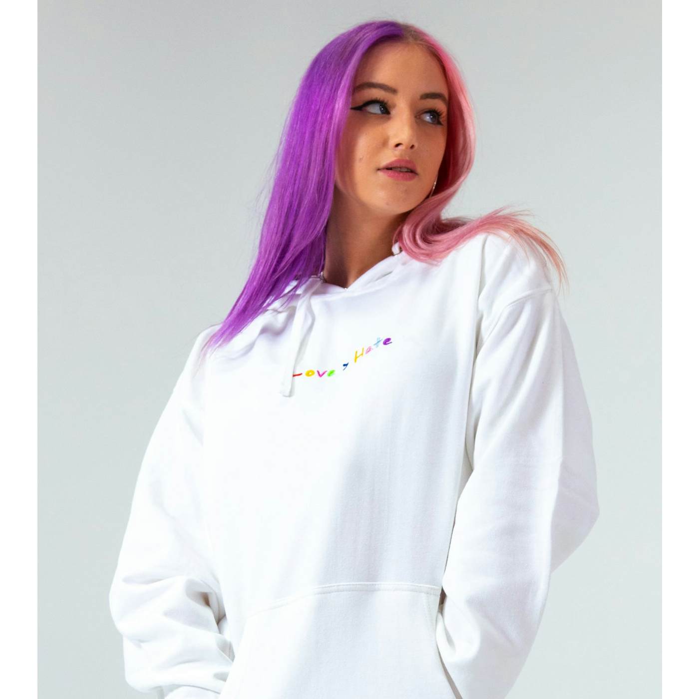 Roy Purdy Love > Hate Embroidered White Hoodie