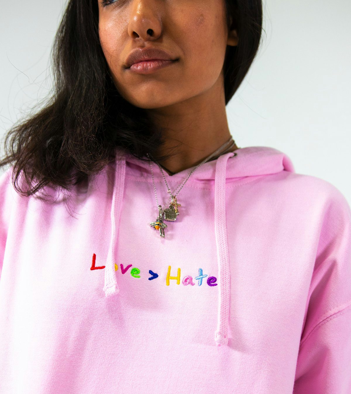 Roy Purdy Love > Hate Embroidered Light Pink Hoodie