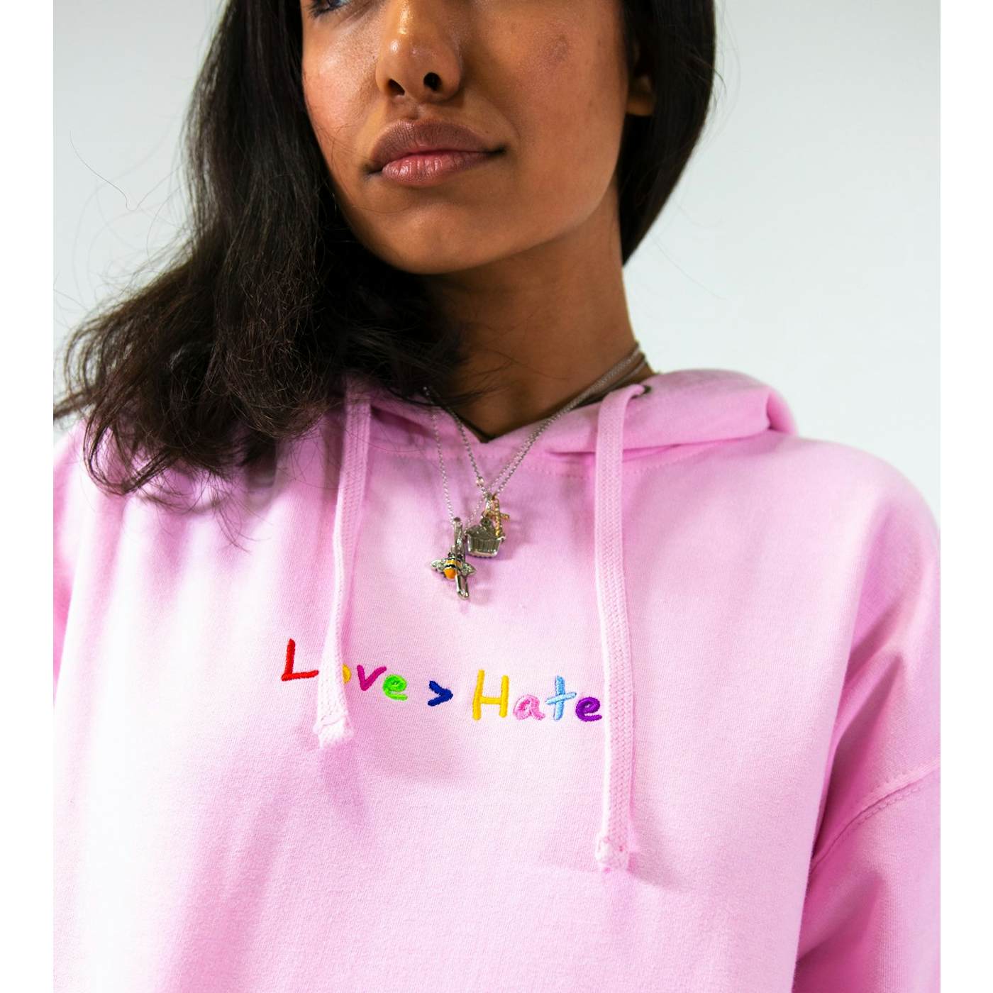 Roy Purdy Love > Hate Embroidered Light Pink Hoodie
