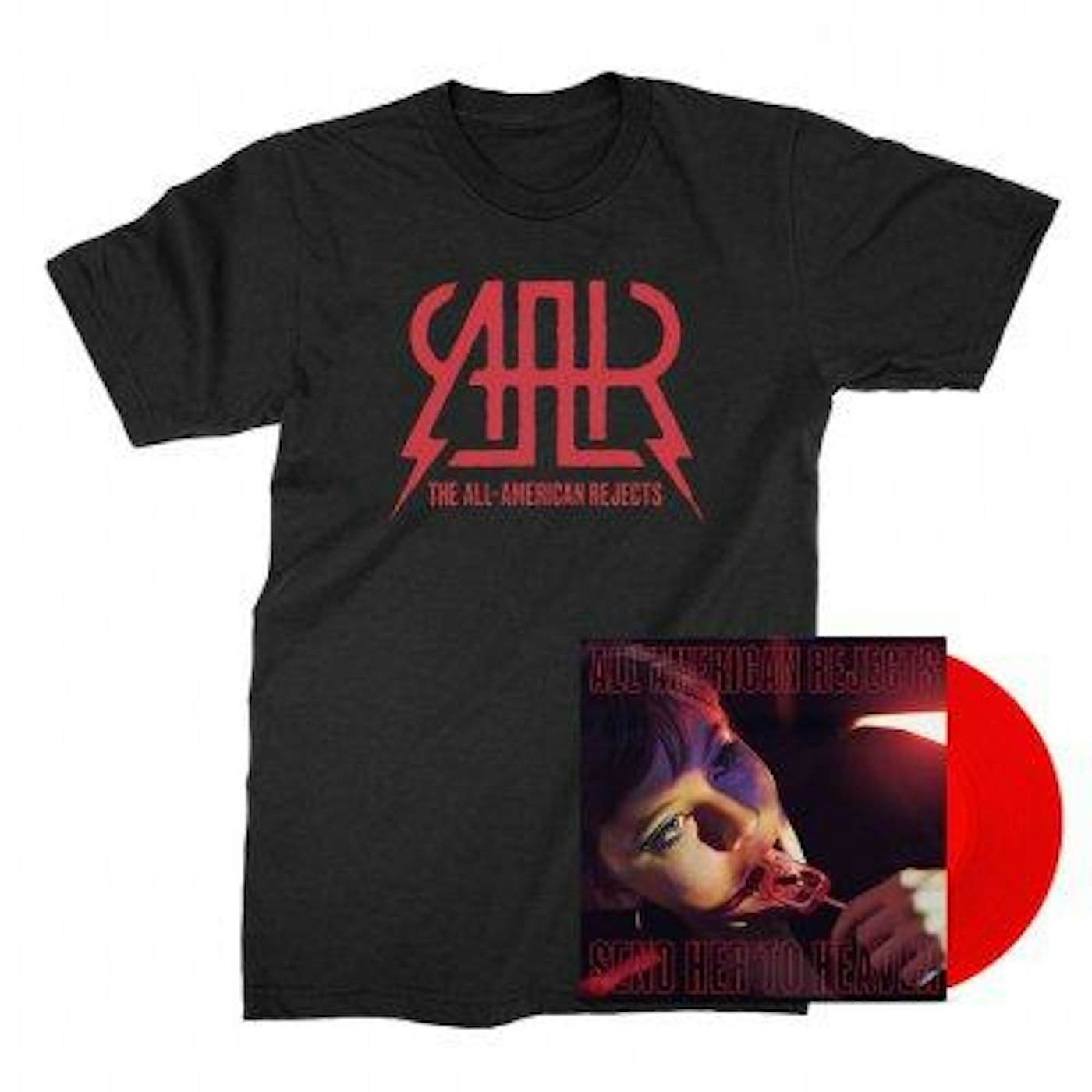 The All-American Rejects Send Her To Heaven 12" (Red) + Logo Tee (Black) Bundle