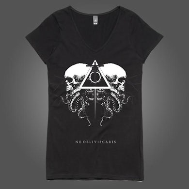 NE OBLIVISCARIS 2 Skulls T-shirt (Womens V-neck) Loose Fit