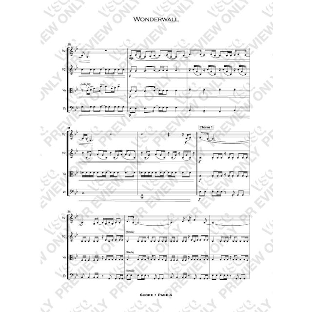 Vitamin String Quartet Oasis Wonderwall As Arranged For Vsq Sheet Music merchbar