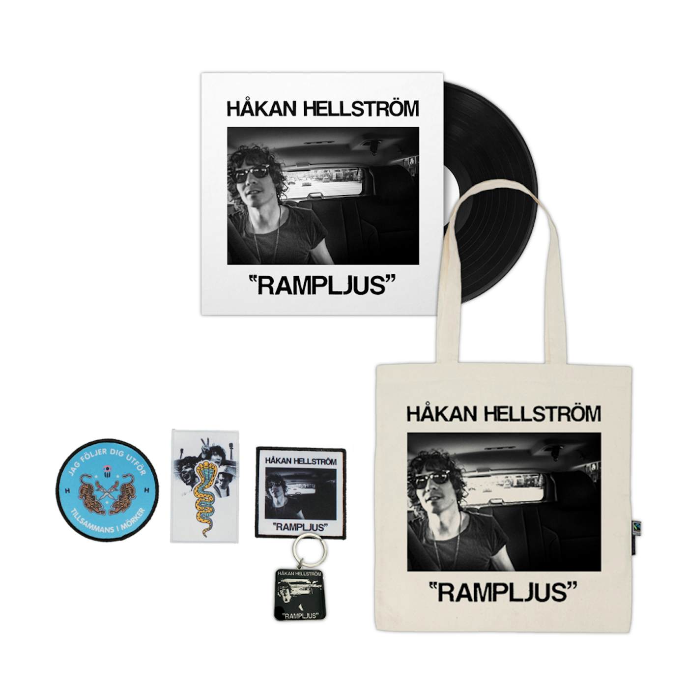 Håkan Hellström "Rampljus" Del 1 Paket - Vinyl + Tygpåse + 3 x Tygmärken + Nyckelring