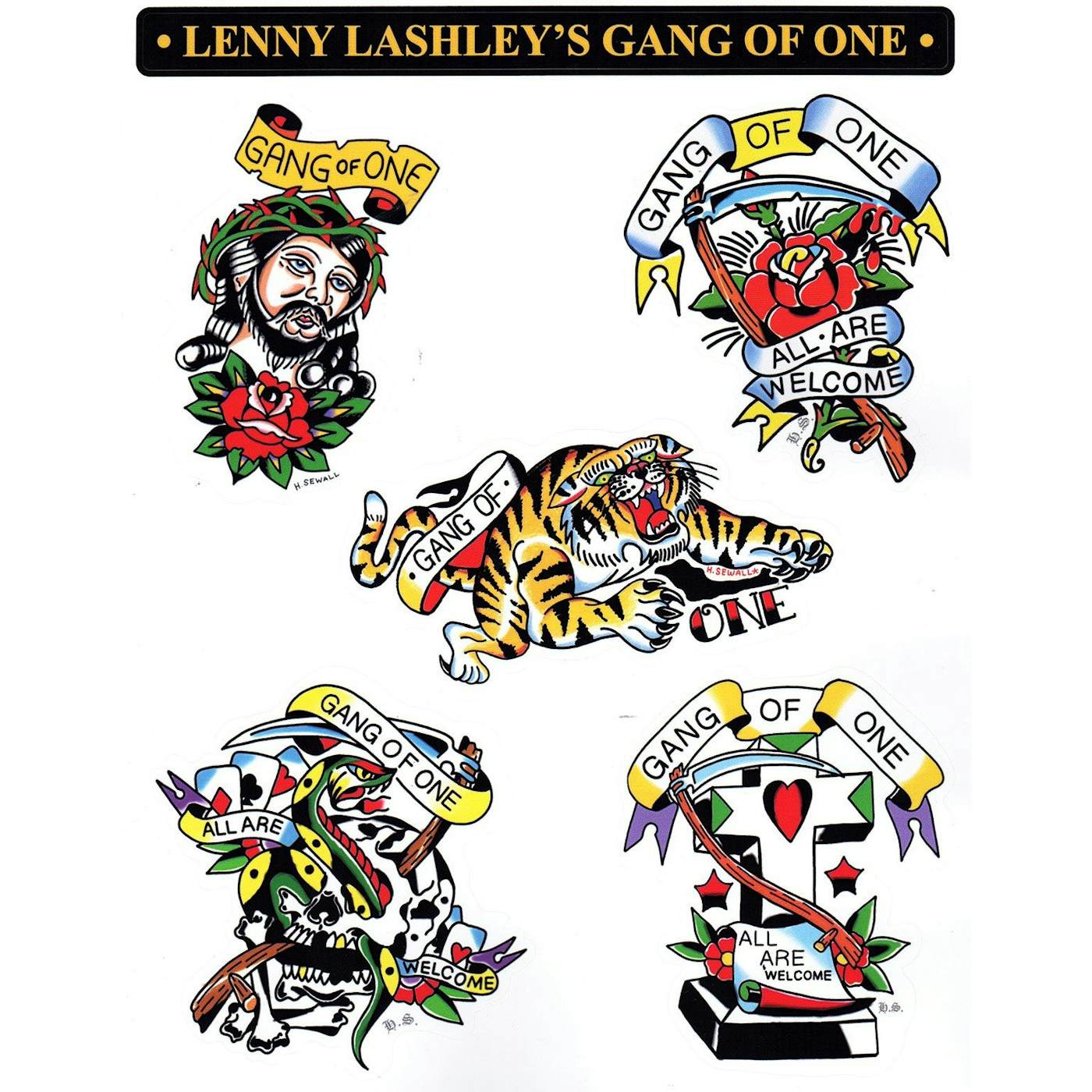 Lenny Lashley's Gang Of One - "All Are Welcome" Tattoo Sheet
