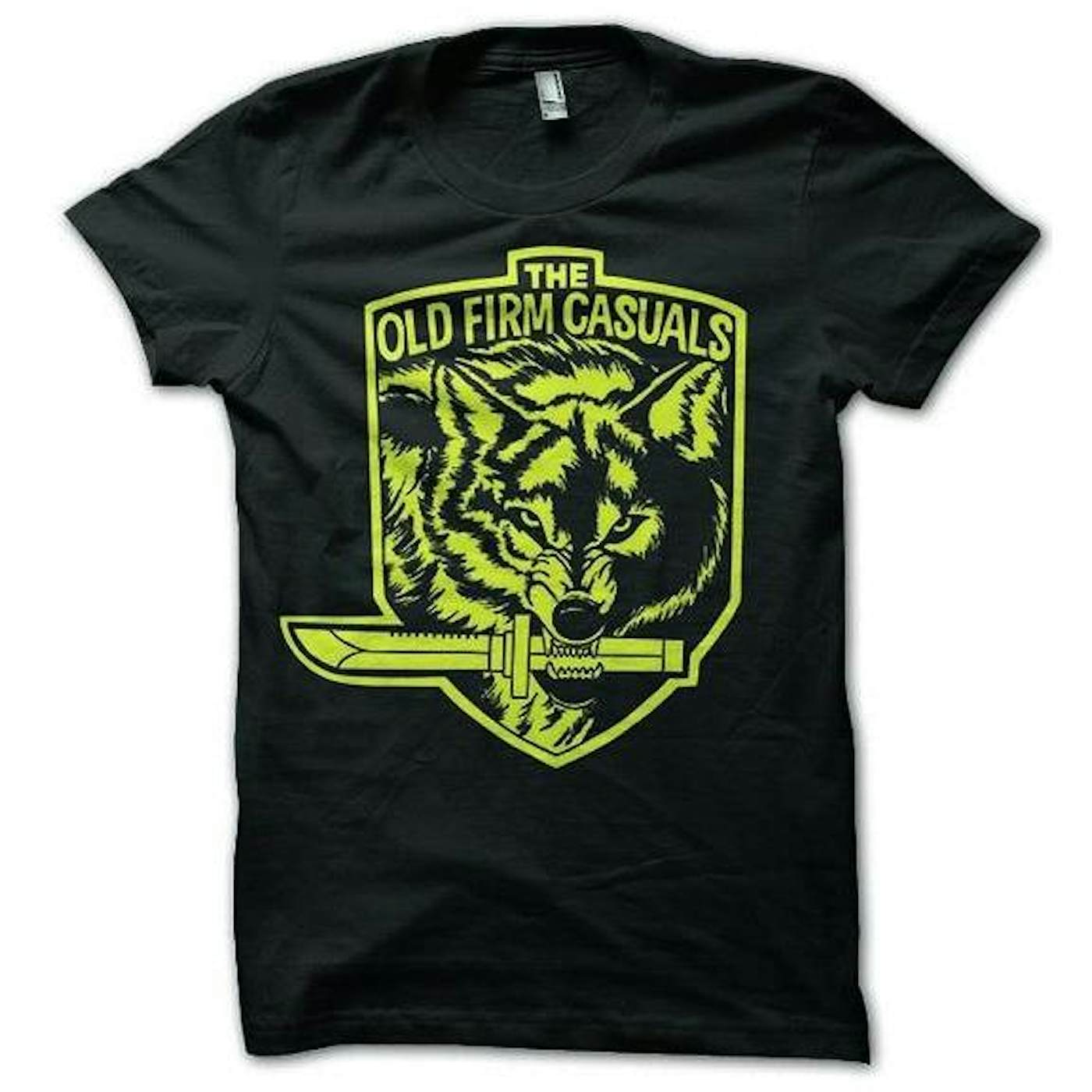 The Old Firm Casuals - Wolf Knife - Yellow on Black - T-Shirt