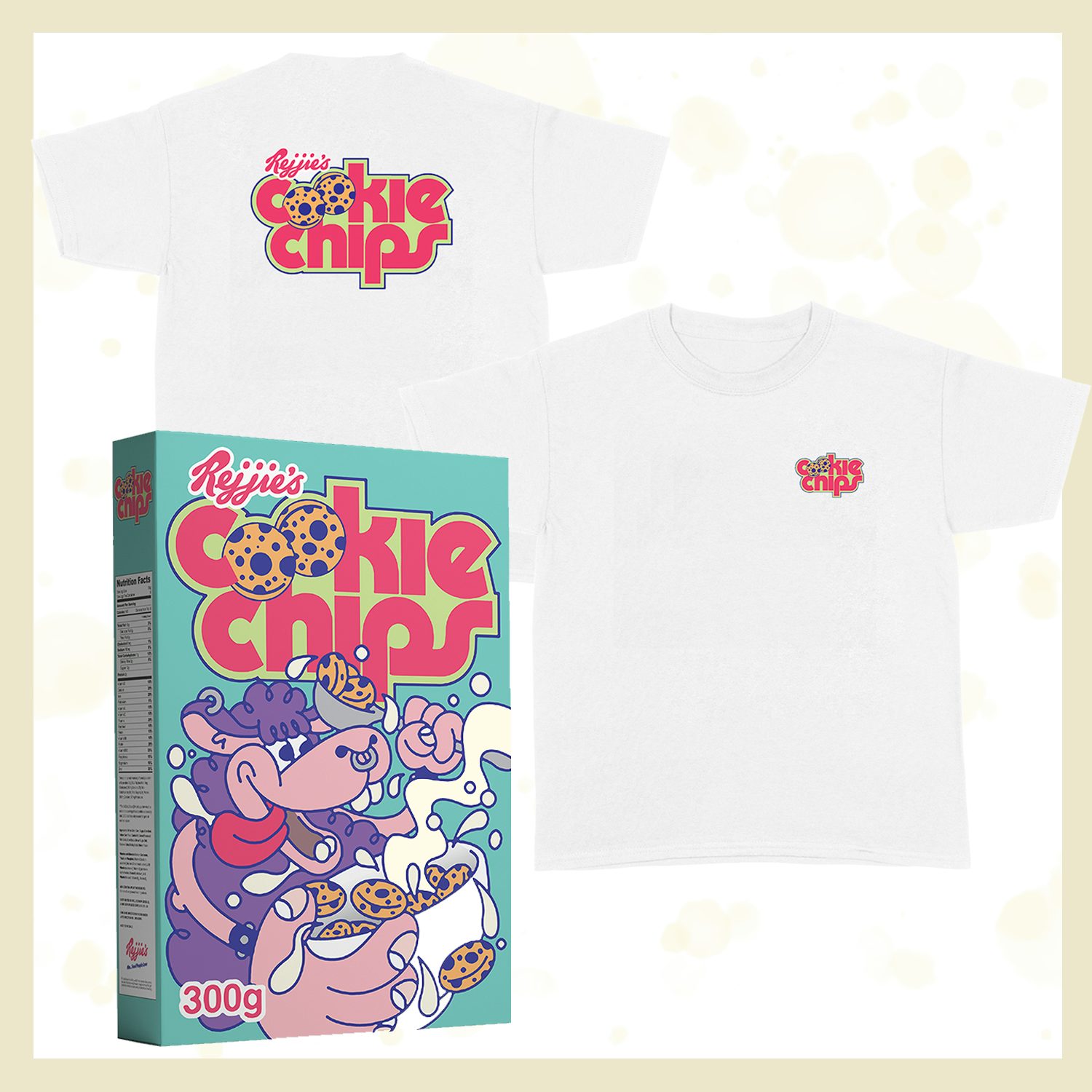 Rejjie Snow Cookie Chips Cereal + White Tee