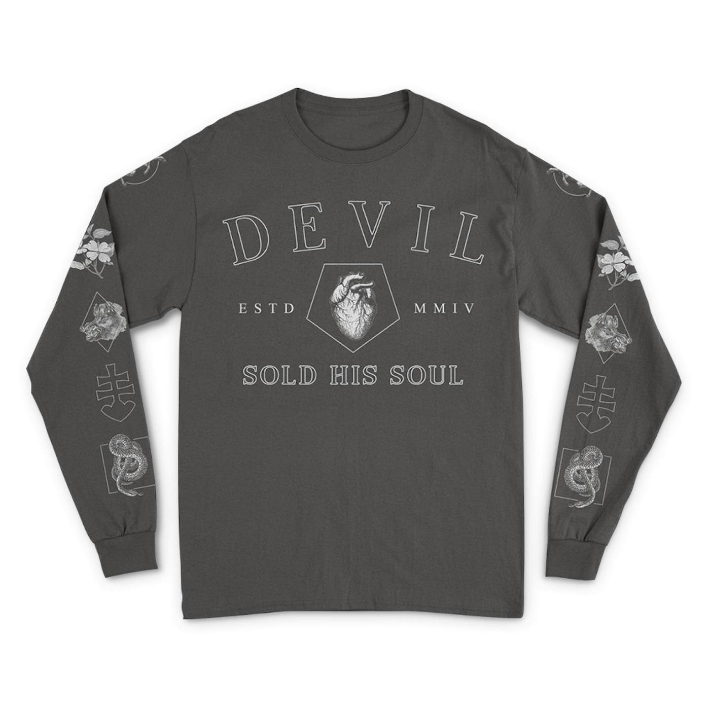 Devil Sold His Soul Heritage Long Sleeve - Dark Grey/White