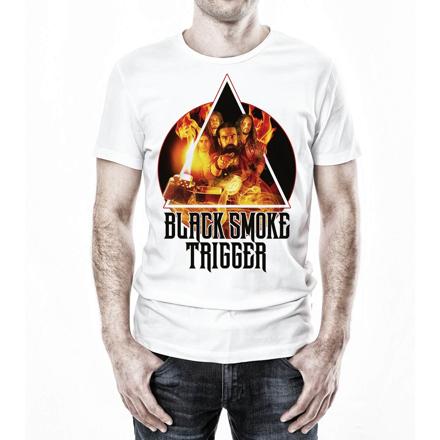 Black Smoke Trigger Photo Art Shirt - White