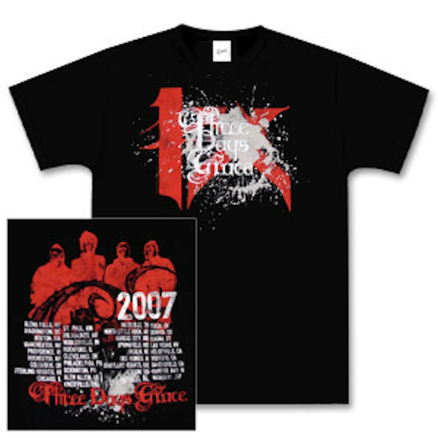 Three Days Grace 4X Black Splatter T-Shirt