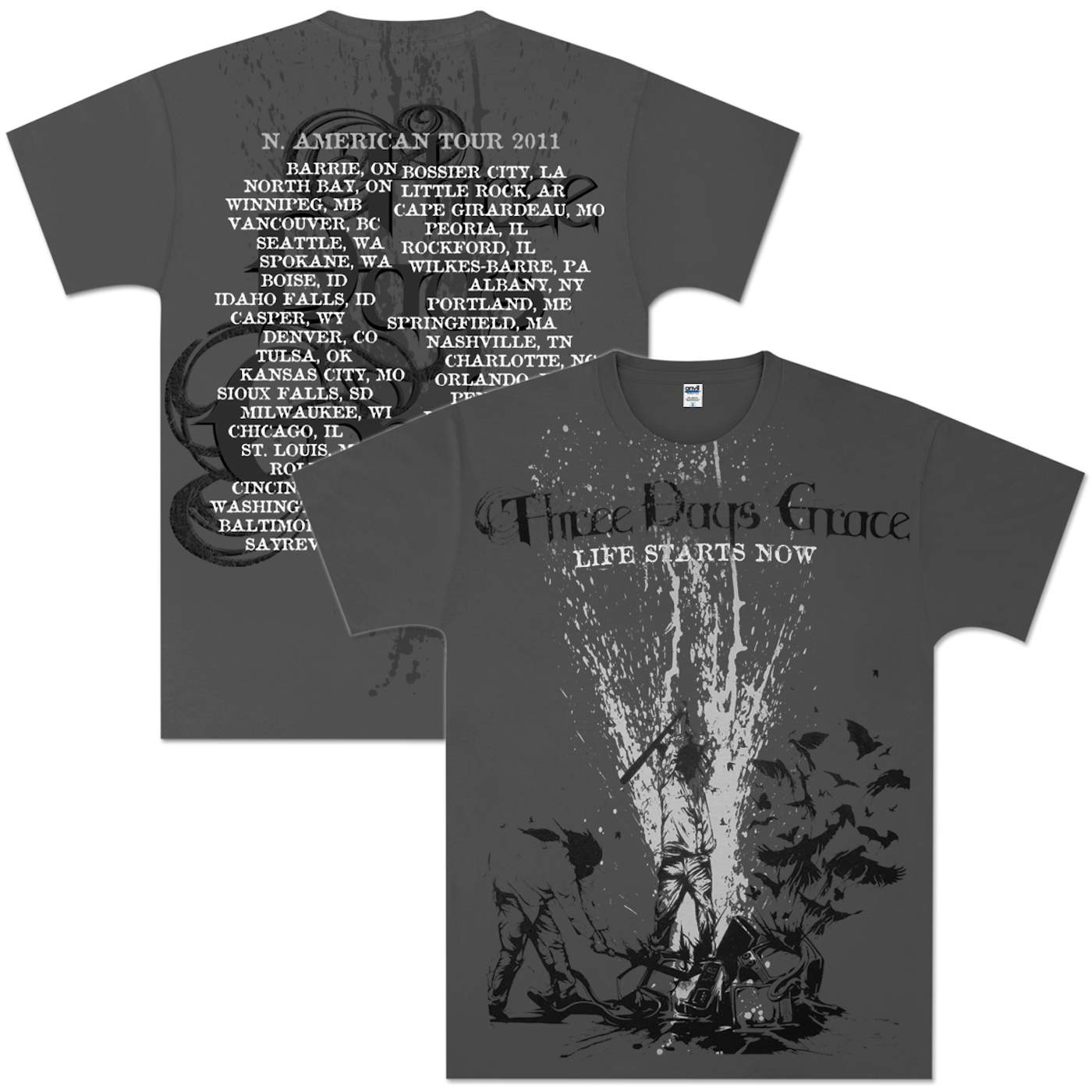 Three Days Grace Beatdown 2011 Tour T-Shirt
