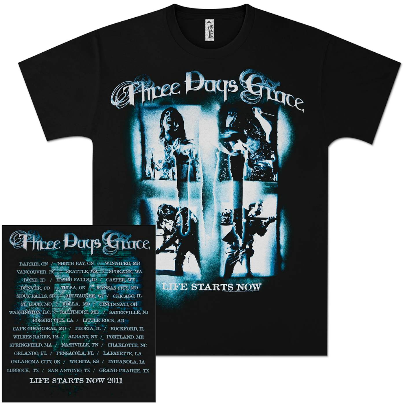 Three Days Grace Scream Squares 2011 Tour T-Shirt