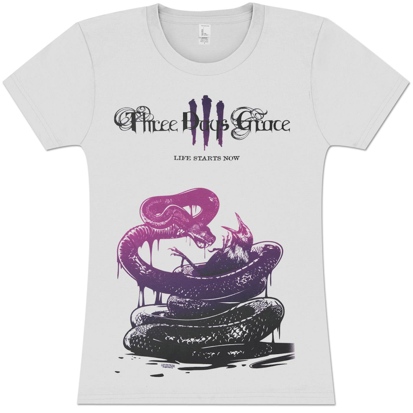 Three Days Grace Snake Killing Bird Girlie T-Shirt