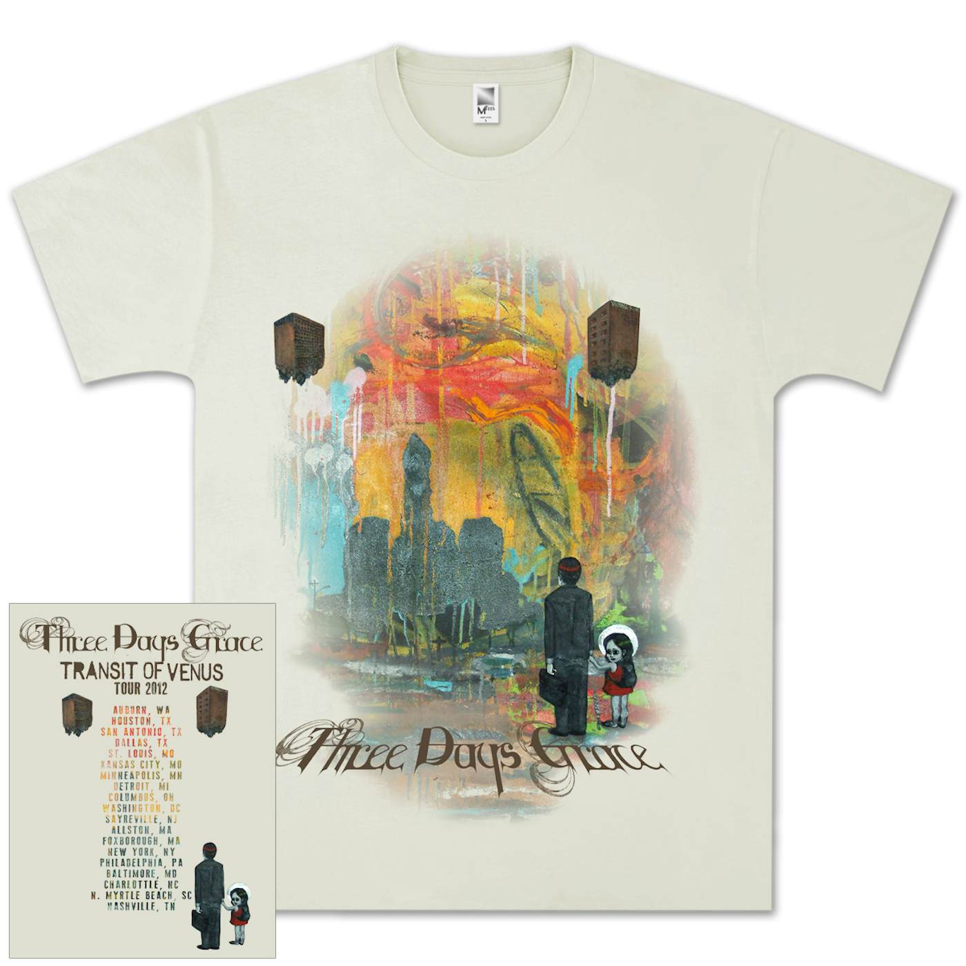 Three Days Grace Look Back 2012 Tour T- Shirt