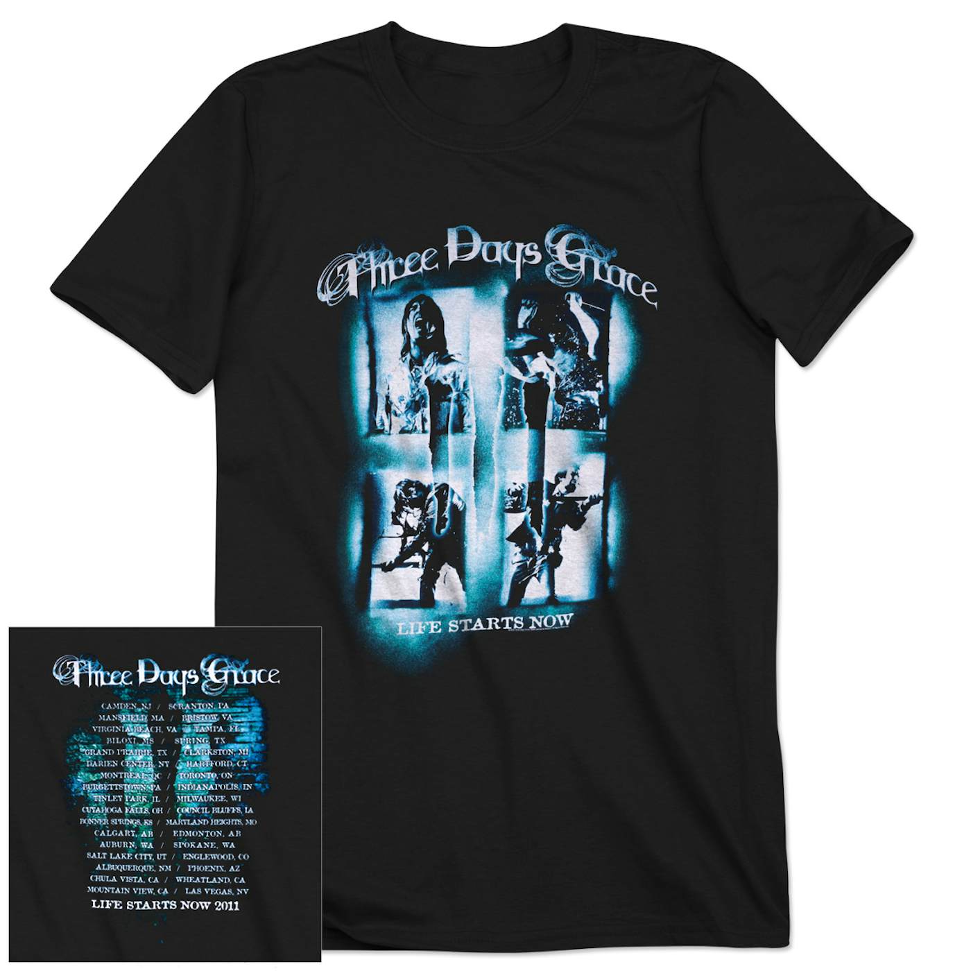 Three Days Grace Life Starts Now 2011 Tour T-Shirt