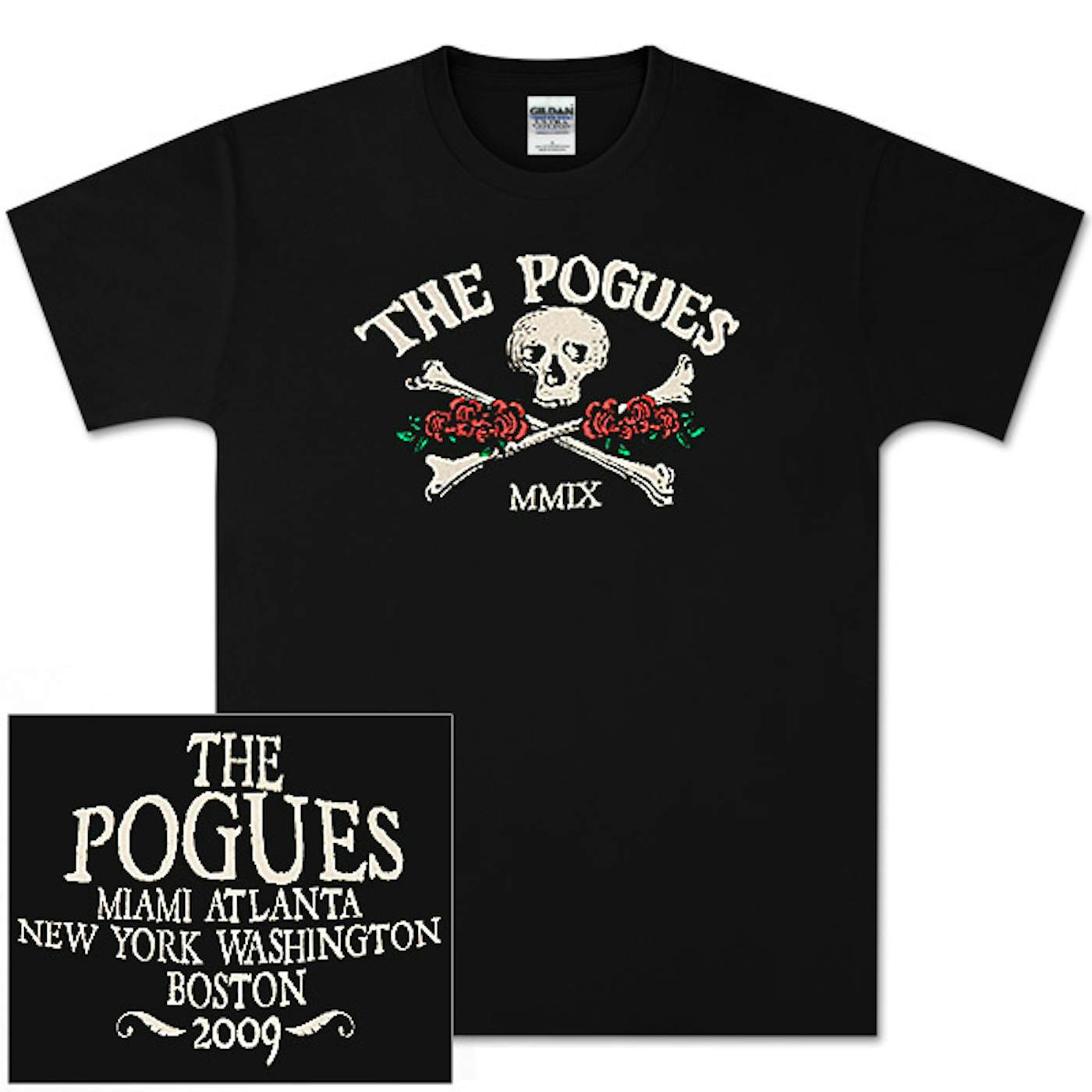 The Pogues Black Skull Roses T-Shirt - East Coast