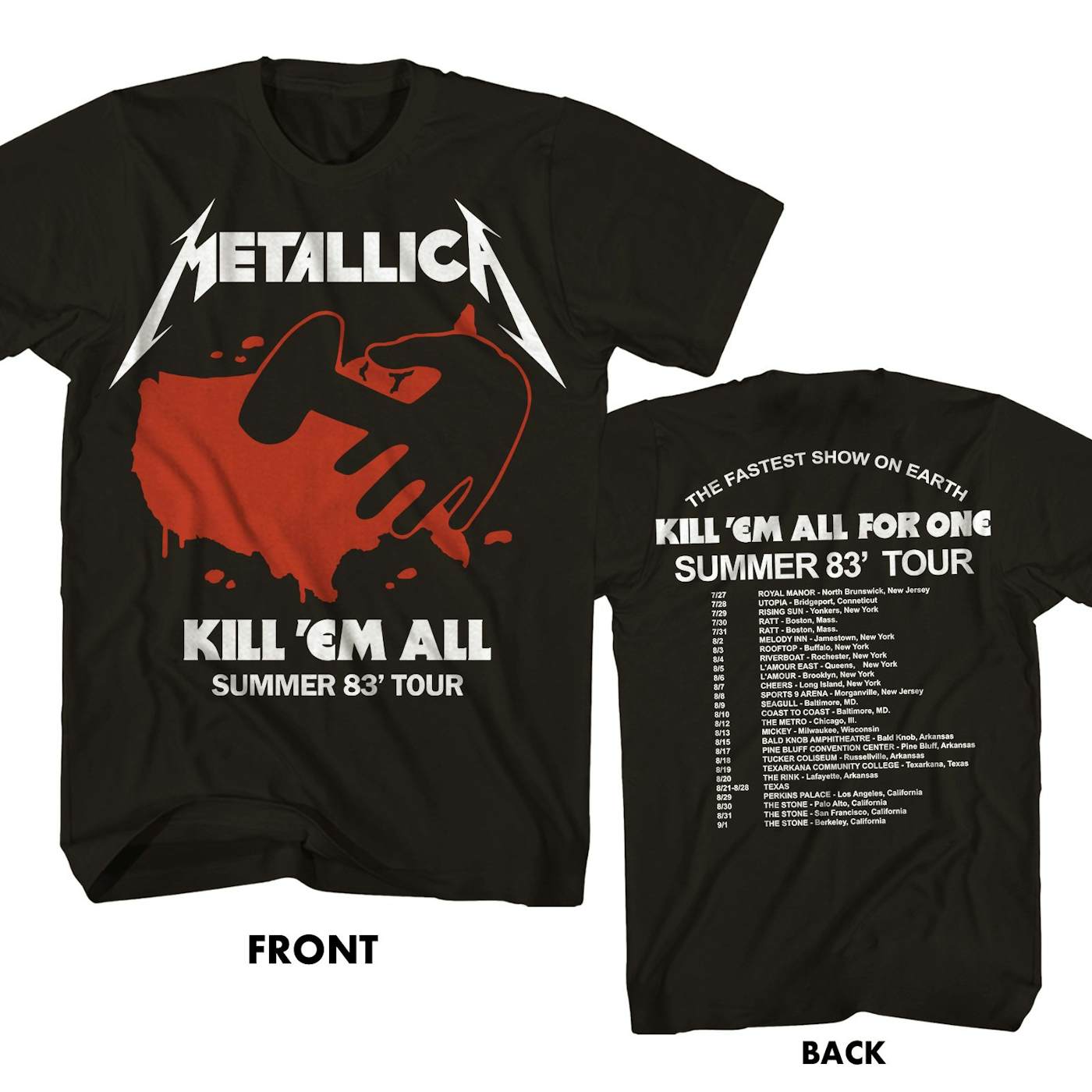 Metallica T-Shirt  Kill 'Em All Summer 83' Tour T-Shirt (Reissue)  Metallica Shirt