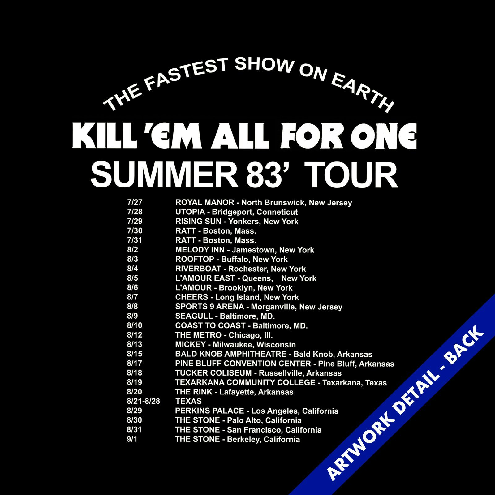 Metallica T-Shirt | Kill 'Em All Summer 83' Tour T-Shirt (Reissue