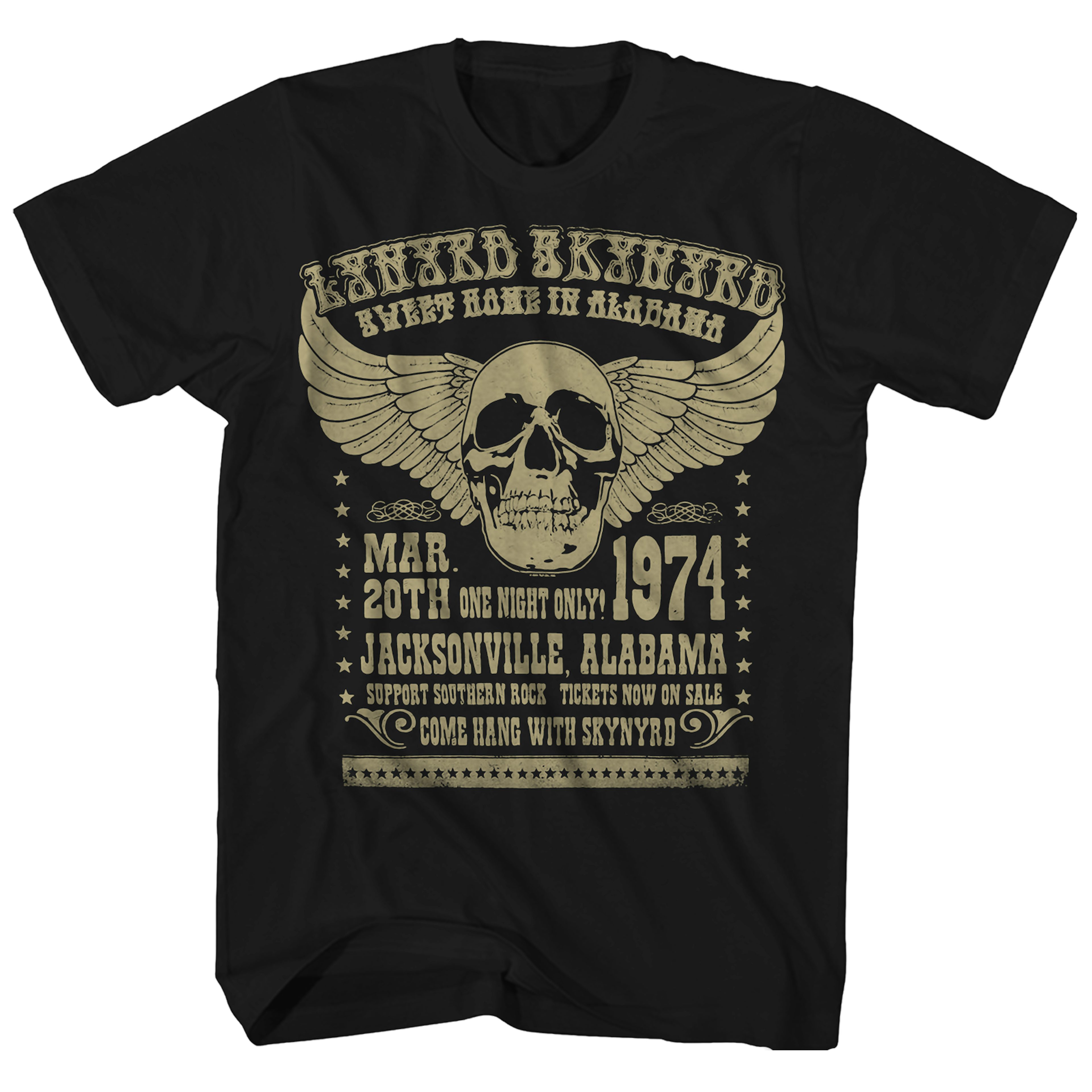 Geef energie Op de loer liggen boezem Lynyrd Skynyrd T-Shirt | '74 Alabama Concert Lynyrd Skynyrd Shirt (Reissue)