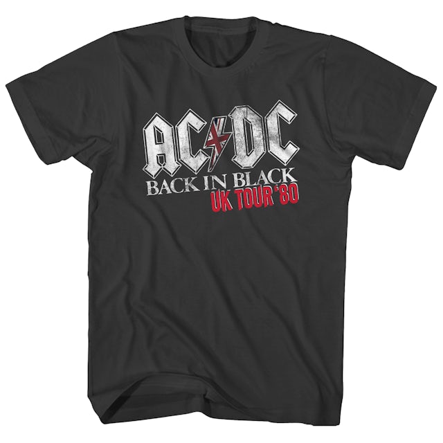Acdc T Shirt Back In Black Uk Tour 80 Acdc T Shirt Reissue