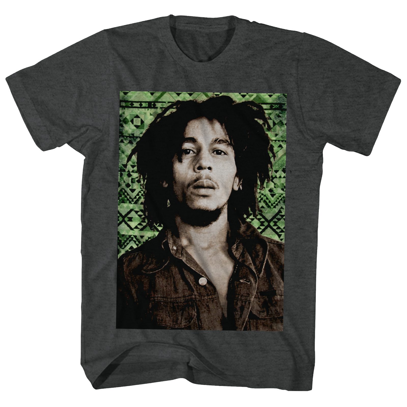 Bob Marley T Shirt Green Aztec Portrait Bob Marley Shirt