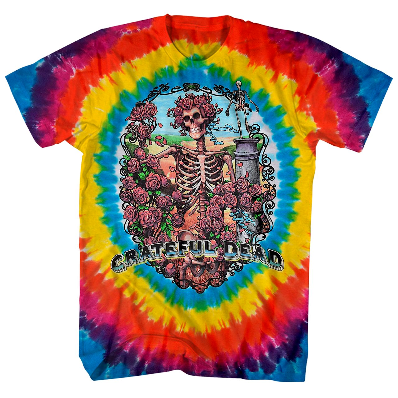 Grateful Dead T Shirt Bertha Skeleton Rainbow Tie Dye