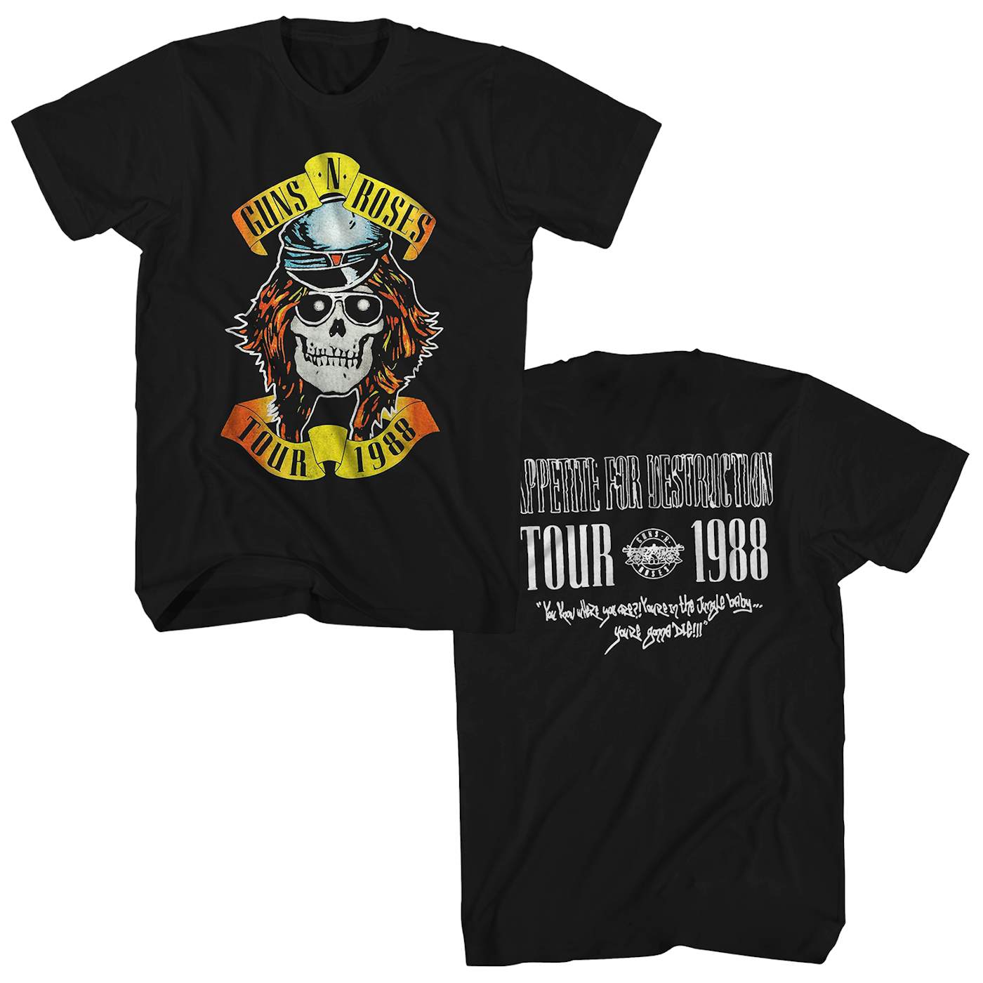 dejligt at møde dig Cataract Person med ansvar for sportsspil Guns N' Roses T-Shirt | Appetite For Destruction Tour '88 Guns N' Roses  Shirt (Reissue)