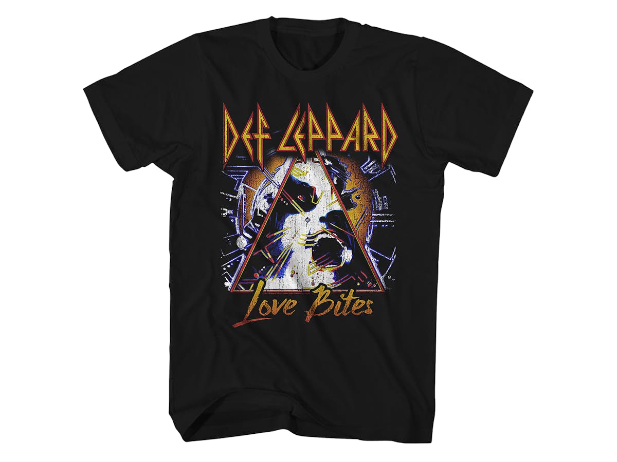 CHASER Brand Def Leppard Love Bites Graphic Cotton Tee Shirt White Size L