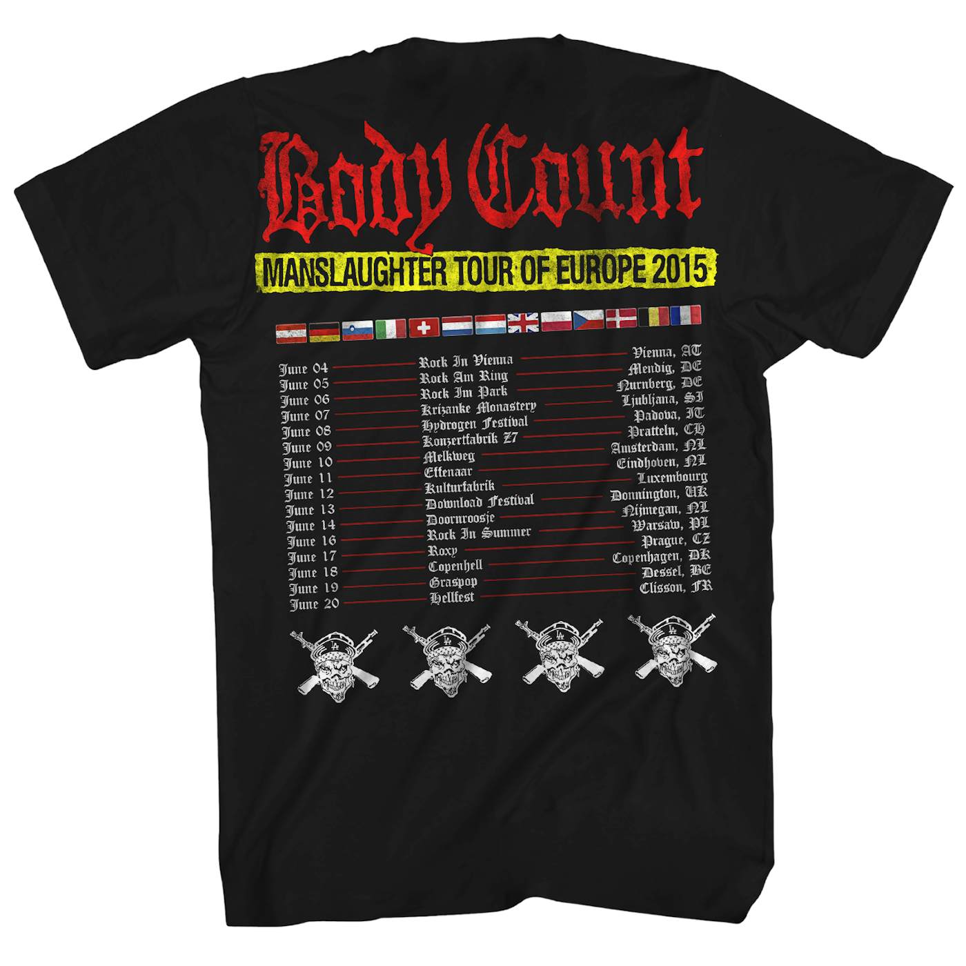 Body Count T-Shirt | Manslaughter Europe Tour ’15 Body Count Shirt (Reissue)