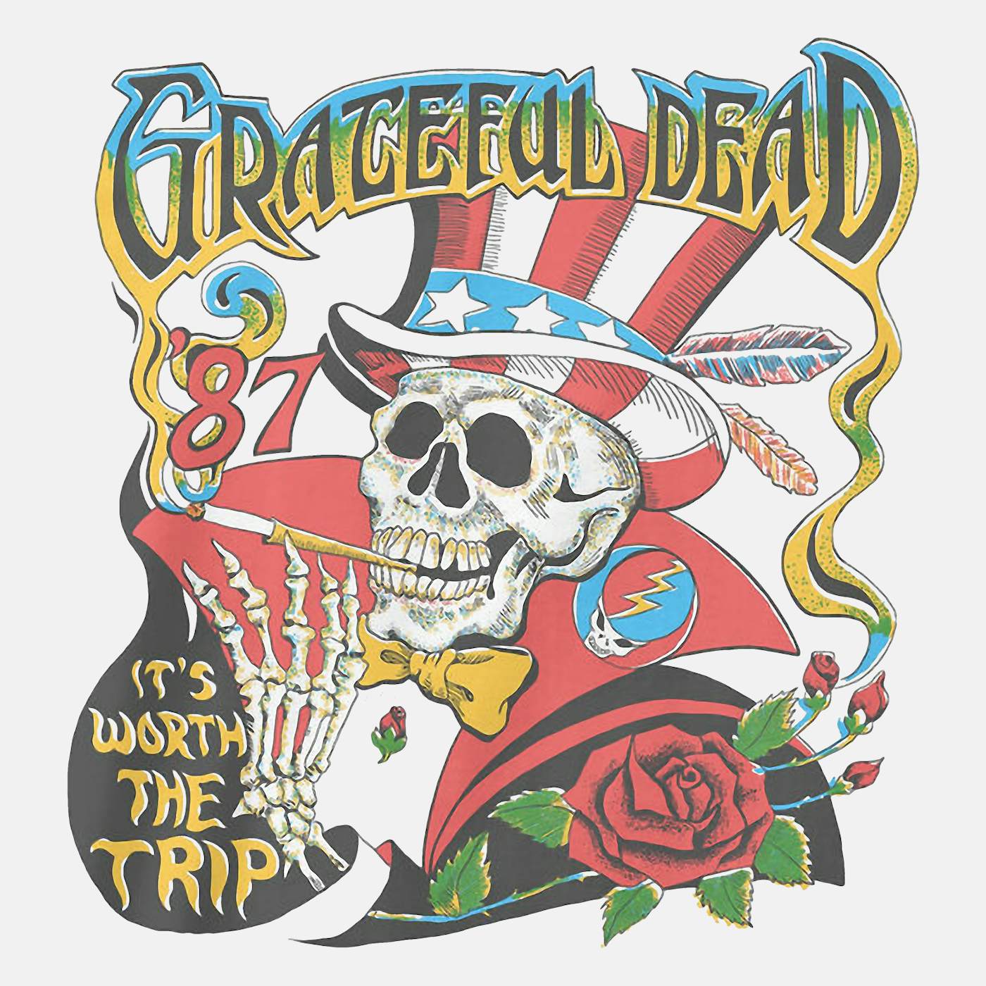 Grateful Dead Rose Skull Short-Sleeve T-Shirt- Medium