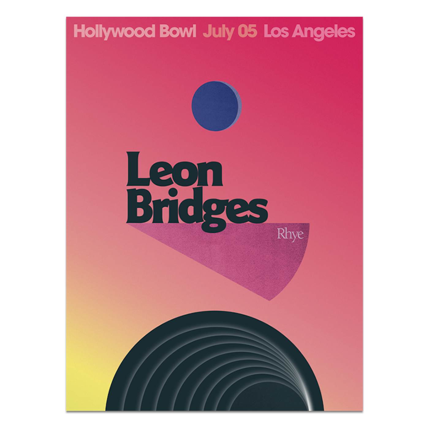 Leon Bridges Los Angeles, CA Hollywood Bowl Poster July 5, 2019