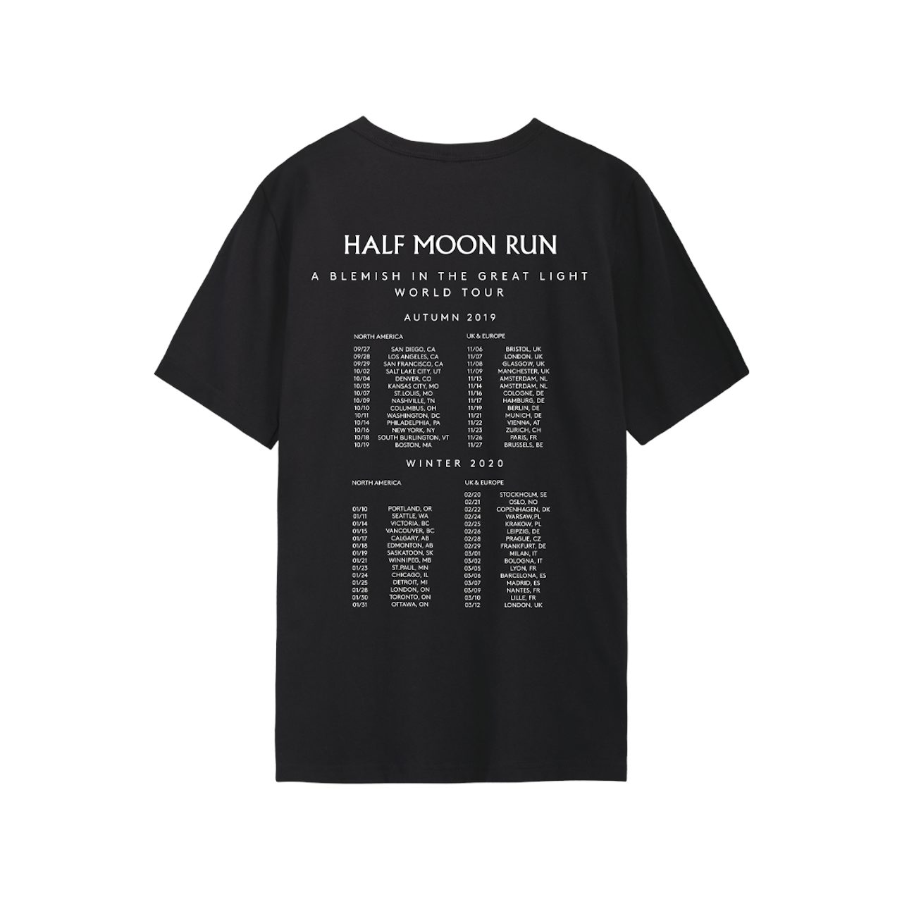Half Moon Run Lyric World Tour 19 T Shirt Half Moon Run Lyric World Tour 19 T Shirt