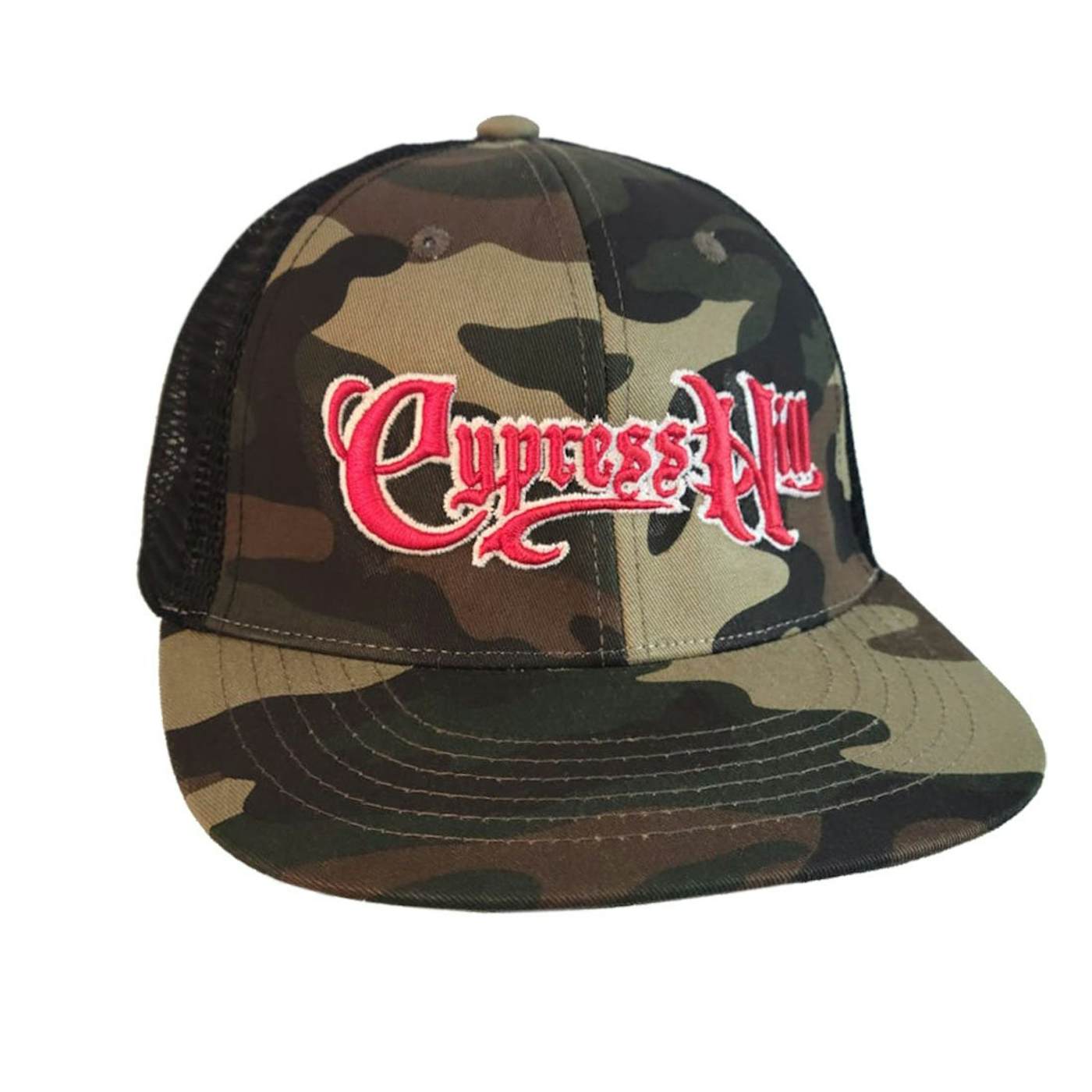 Cypress Hill "Script Logo" Snapback Hat in Green Camo