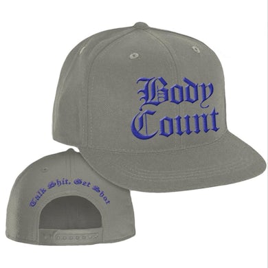 Body Count "Talk Shit" Snapback Hat in Grey with Blue Embroidery