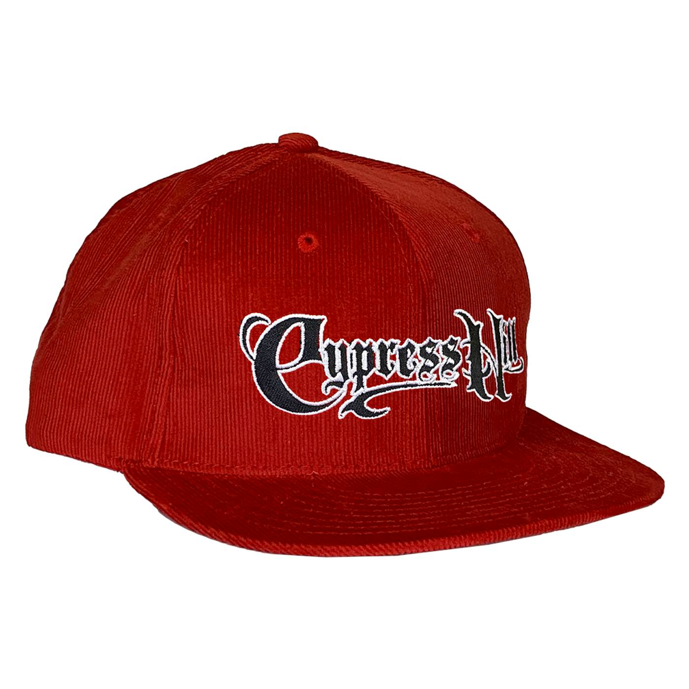 Cypress Hill "Script Logo" Snap Back Hat in Red Corduroy