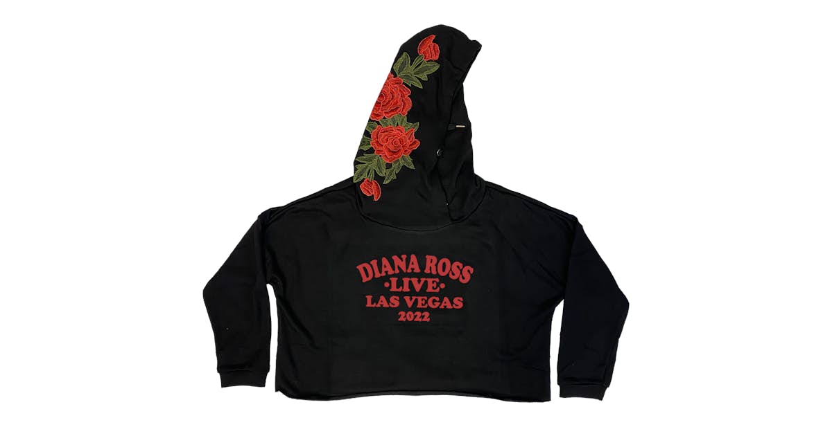 Diana Ross Vintage Text LAS VEGAS Event Pullover Crop Hoodie
