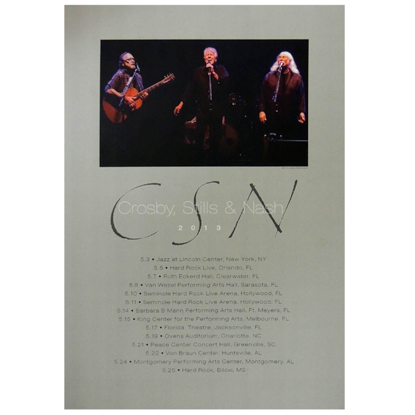 Crosby, Stills & Nash CSN "2013 May Tour" Poster