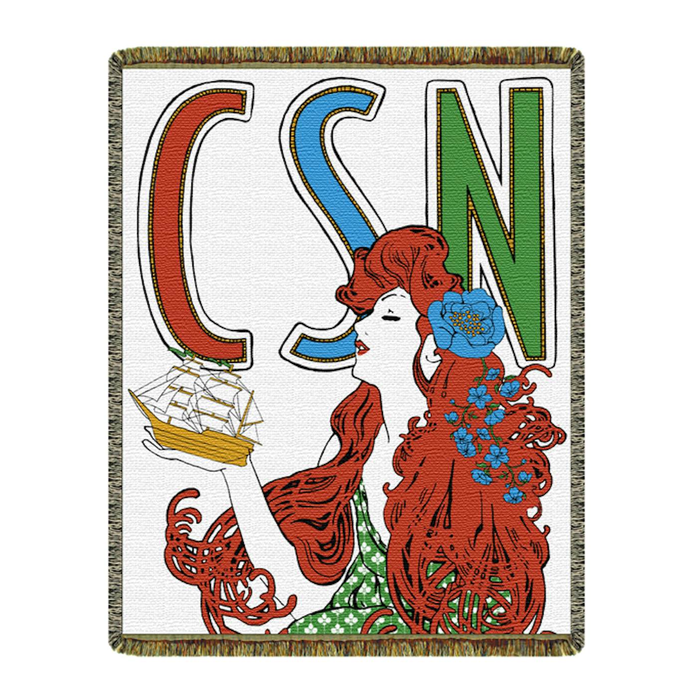 Crosby, Stills & Nash CSN "Wooden Ships" Tapestry Blanket