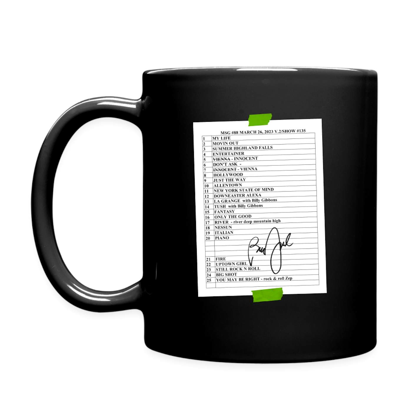 Billy Joel "3-26-23 MSG Set List" Black Mug Online Exclusive