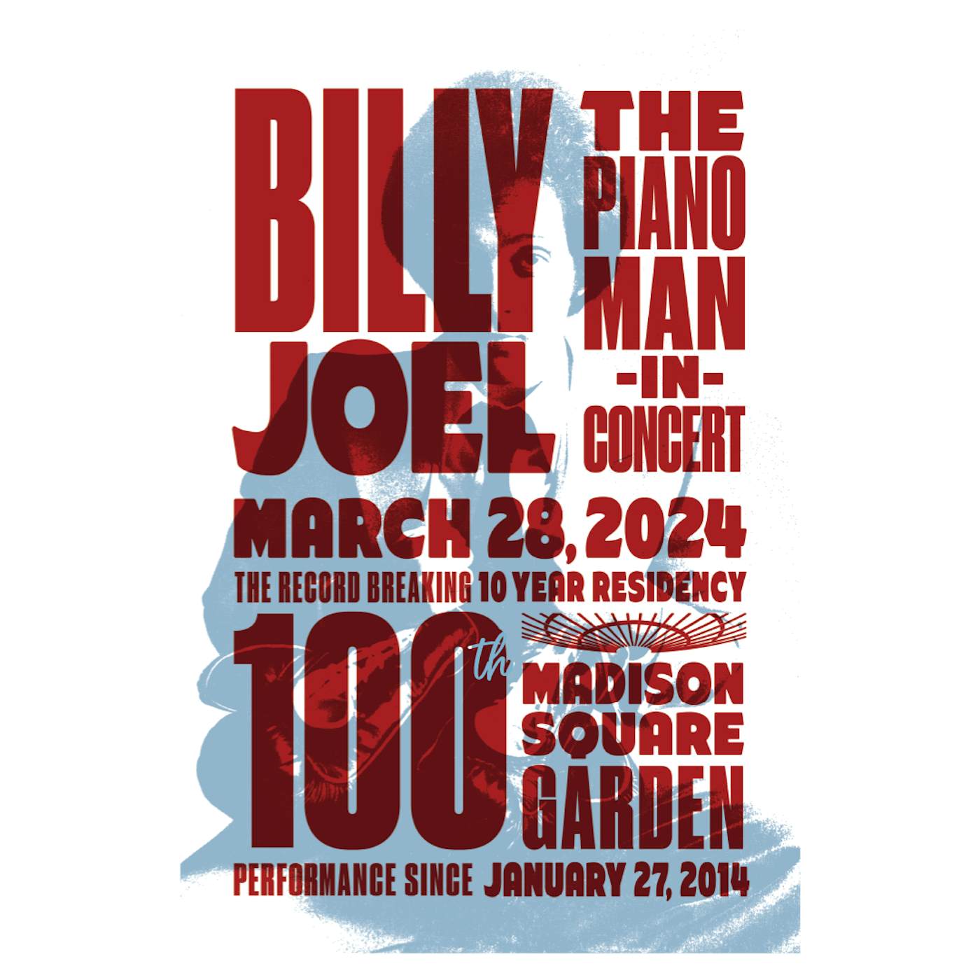 Billy Joel "3-28-24  MSG  100th Show New York Event" Poster